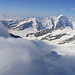 Wolken ziehen von Südosten auf und lassen einen letzten Blick auf das Aletschhorn zu