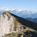 Unser Ziel und dahinter die bekannten Berner: Eiger, Mönch, Jungfrau, Schreckhorn, Wetterhorn...