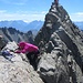 Gipfelaufbau Dreiländerspitze: nicht schwer, aber exponiert