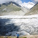 Hier werden wir den Gletscher überqueren - Aletschhorn in der Hintergrund