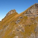 Bei der Metzgerchälen 2395m. Der weiter Aufstieg führt durch die Südwestflanke steil zum Südostgrat und auf dessen Schneide zum Aufbau des Glogghüs Vorgipfels.