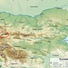 Karte von Bulgarien mit rot eingerahmter Hauptstadt, die ich während meiner Reise als einzigen Ort in Bulgarien besuchte.