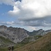 Auf dem Jubiläumsweg kurz vor der Bockkarscharte, Blick zurück Richtung Süden.