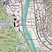 <br /><b>Rote Linie: Mein Aufstieg von Preonzo (255m) nach Teid (935m)<br /><br />Der Weg von Preonzo nach Teid ist nicht ganz leicht zu finden, weil die Strassen <br />von der Haltestelle "Preonzo, Bivio per Claro" bis zum Einstieg in den Wald <br />auf der LK 1293 OSOGNA und auch auf dem "Swiss Map Mobile App" <br />nicht korrekt eingezeichnet sind. Wahrscheinlicher Grund dafür: Bauarbeiten in der Gegend.<b><br /><br /><br /><b>Wegbeschreibung bis zum Einstieg in den Wald bei Preonzo:<b><br /><br />Mit dem Zug fahre ich nach Biasca. Dort nehme ich den Bus, oder eher: Der Bus nimmt mich.  <br />Im Bus fahre ich durch Iragna, dann durch Lodrino, dann durch Prosito und dann durch Moleno <br />bis nach Preonzo, wo ich bei der Haltestelle "Preonzo, Bivio per Claro", aussteige. <br /><br />Nun laufe ich 500m in der gleichen Richtung weiter nach Süden, <br />bis ich zu einer grossen Abzweigungstafel komme mit der Aufschrift: Discarica Spineda. <br />Dort zweige ich nach rechts ab und laufe auf einer Asphaltstrasse weiter in Richung Waldrand. <br />Die Asphaltstrasse ist auf der Landeskarte nicht eingetragen. <br />Nach etwa 200m gibt es am Waldrand einen Pfad, <br />der rechts in den Wald hinein führt. Dieser Pfad führt hinauf bis nach Teid. <br />Der Pfad war damals im Jahre 2011 nicht markiert. </b></b></b></b>