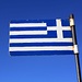 Die griechische Gipfelfahne aus Metall weht auf dem höchsten Berg Griechenlands; dem Μύτικας (Mytikas; 2918,8m). 