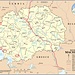 Karte von Mazedonien mit mein besuchten Orten (rote Ellipsen). Zudem habe ich die Lage vom gemeinsamen Landeshöhepunkt mit Albanien eingezeichnet. Der 2764m hohe Gipfel ist der Голем Кораб (Golem Korab) oder auf albanisch Maja e Korabit.
