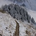 Der matschige Bergweg hinunter in den Col de Chaude.