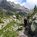 Oberhalb vom Lago di Trona. Wie gehen den steilen Aufstieg zum Lago dell'Inferno an.
