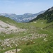 Blick auf die Alp Meerenboden mit einem freundlichen Älpler