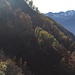 Dalla dorsale tra quarto e quinto canale si intravede il rudere dell'Alpe Taccarello