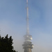 Der höchste Punkt im Fichelgebirge, der 200m hohe Sendeturm des Bayrischen Rundfunks.<br />Dort oben wäre blauer Himmel gewesen - das Foto ein Glückstreffer (1min nach dem Foto war der Turm endgültig im Nebel verschwunden).