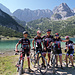 Arrivo dei ciclisti al Seebensee