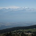 Blick vom Mont Tendre über den Genfersee zum Mont Blanc