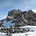 rechts das Felsgewirr am Grat zum Gipfel des Piz Calandari