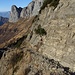 Traversata alta. A short, spectacular traverse into the west face, before climbing onto the Scudo Tremare ridge.