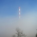 im Nebel erscheint ab und an der Antennenmast auf dem Feldberg