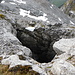 Near the summit of Ortstock there is a big deep hole in the limestone! The hole is 3-5 meters across. In Google Earth or on Google maps it is even visible as a black spot.