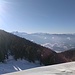 Aussicht von der Gönner Alm aus. Im Hintergrund links der Peitlerkofel (2875m)