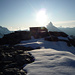 Leuchtende Sonne und Matterhorn