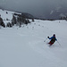 Retour vers les chalets d'Arpille : Agnès visiblement enchantée de ses nouveaux skis !