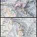 Karte meiner Besteigungen aufs Madrisahorn (2826,1m) und Bärnet (2385m) aus dem Skigebiet Klosters-Madrisa.