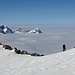 Hinein in die Abfahrt über den Spannortgletscher
