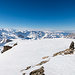 Panorama in Richtung Westen mit dem "gleich-kommt-der-Gipfel" Steinmann