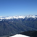 das Gipfelpanorama, im Südosten beginnend<br />unten Bellinzona, Giubiasco und dort beginnend das Valle Morobbia
