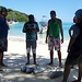 Seychellois mit frisch gefangenem Jackfish zurück von der Jagd. 