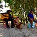 Während die Jungs Fisch zerlegen und verkaufen spielt dieser lokal bekannte Musiker seine Songs in kreolischer und englischer Sprache.