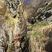 Attraversamento del primo dei due canalini tra quello della Colmetta e quello di Vallard (fuori sentiero, circa 1190 m di quota)