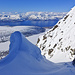 Schneeskulptur mit Jaegervatnet und Ullsfjorden