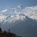 Vers 4000m dans la montée à l'Ice Lake. Au fond l'Annapurna II
