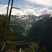 Kurze Aufhellung über dem Val Cama: Aussicht von der Pianca Bella zu Piz Martel (Mitte) und Pizzo Paglia (rechts) über dem Lagh de Cama