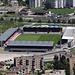 Stade de Tourbillon, das Fussballstadion von Sion, das direkt unterhalb der namensgebenden Burg Tourbillon liegt.