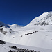 Blick über den verschneiten Brunnggletscher zu Bishorn und Brunegghorn