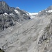 wenig Eis, viel Geröll: die Reste des Oberaletschgletschers