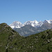 Compaiono i giganti del Bernina: Roseg, Scerscen, Bernina, Cresta Guzza, Argient, Zupò.