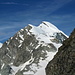 Blick von der Britanniahütte (3030 m) nach Südwesten auf den Hohlaubgrat zum Allalinhorn