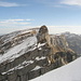 Zuestoll, Schibenstoll, Hinterrugg (höchster Gipfel der Churfirsten, mit Lawinenverbauungen) vom Brisi aus
