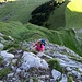 Die Schrofen-Kraxelei beginnt. Ein fast identisches Foto von [u Esther58] an der selben Stelle ist im SAC-Führer Alpinwandern Ostschweiz, S. 61 zu finden ;-)