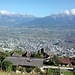 Ausblick von Crête à l'Oeil auf die 500 m tiefer gelegene Stadt Sion.