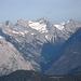 Blick nach Norden ins Karwendeltal: Tiefkarspitze, Wörner, Hochkarspitze und Raffelspitze ....