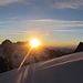 Sonnenaufgang beim Aufstieg Grosses Fiescherhorn