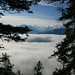 Blick über den Nebel nach Süden zu den Hohen Tauern