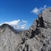 Beim Abstieg: Rückblick auf den Grat zwischen Rotem Stein und Steinmandlspitze.