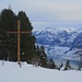 Das grosse Gipfelkreuz vom Selispitz (1736m) - der Gipfel liegt mitten auf einer Waldlichtung.