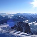 Blick vom Combin de Grafeneire auf den Combin de la Tsessette<br /><br />Am Horizont die ganz grossen Walliser mit Weisshorn, Miserabel, Matterhorn