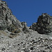 View back up the western couloir below Fuorcla dil Segnas Sura after the descent (T4+).