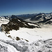 Das Gipfelpanorama Richtung Süden, mit auf der Liste: Aletschgletscher, Aletschhorn, Jungfrau, Finsteraarhorn, Schreckhorn, Wetterhorn, Matterhorn, Mischabelgruppe, Weissmiesgruppe, Monte Rosa, Mont Blanc und viele mehr :-)